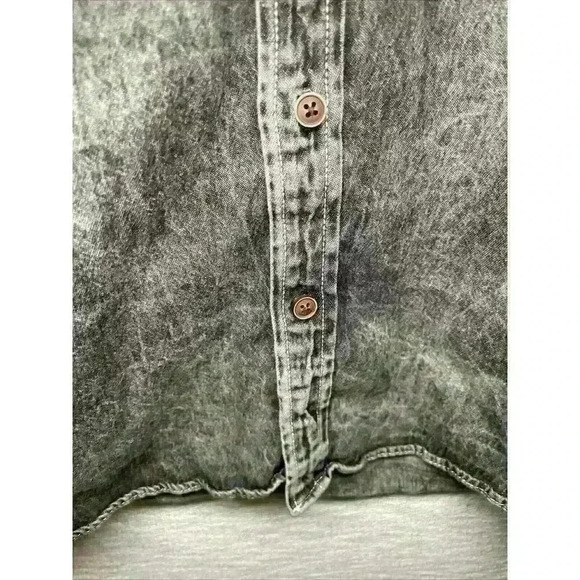 Men’s Large N1 Flag, Skull, Wings Distressed 2 Pocket Button Up Short Sleeve - Picture 9 of 15